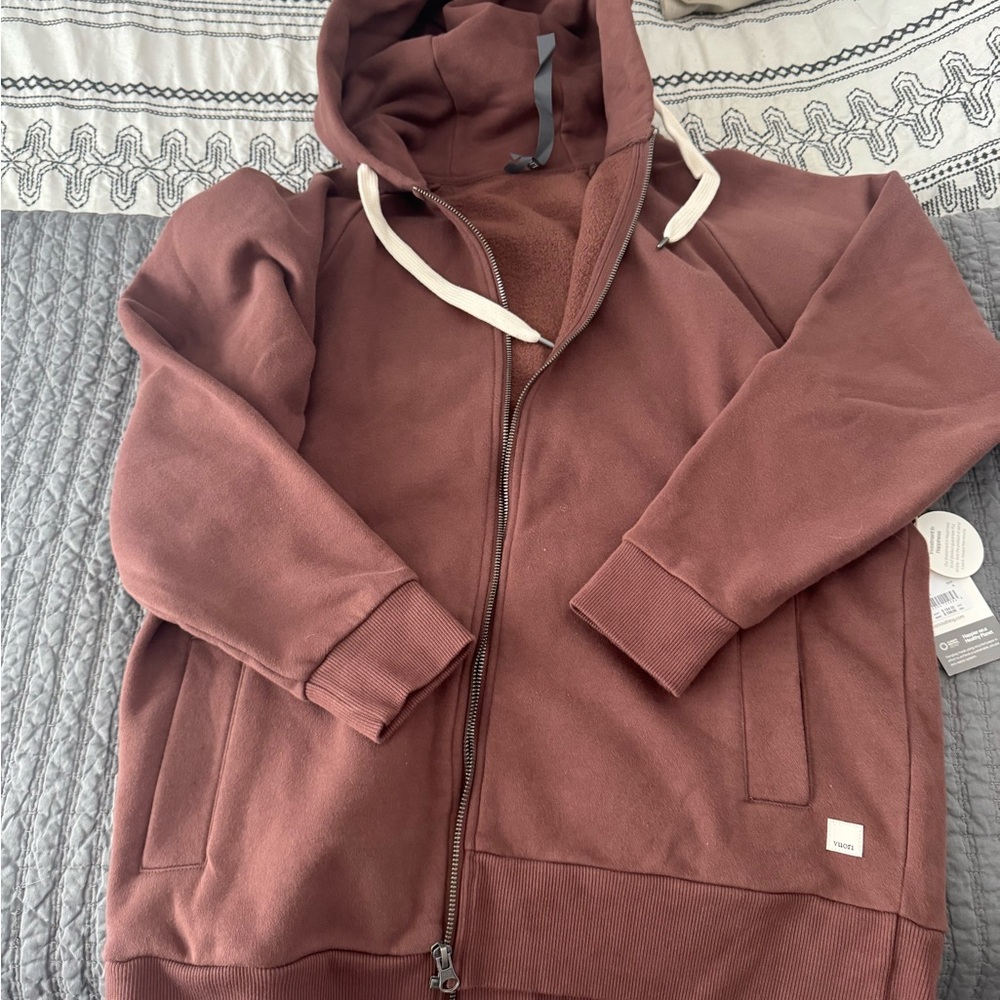 VUORI RESTORE HOODIE HAZELNUT FULL ZIP SMALL